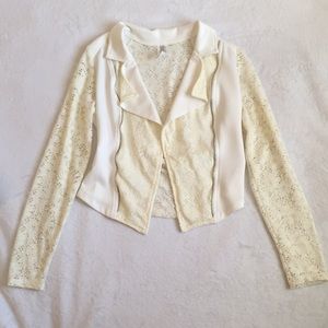 White and Cream Waterfall Blazer
